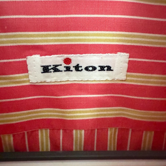 Kiton Women’s Red and White Striped Dress Shirt - Picture 3 of 7